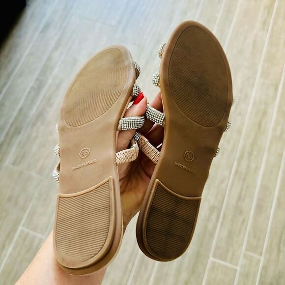 Steve Madden rhinestone, strappy slide sandals. - Picture 3 of 4